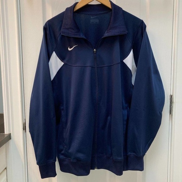 Nike Navy Blue and White Athletic Track Jacket Size XL - Picture 1 of 5